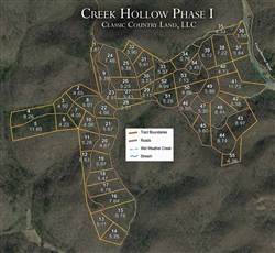 tract layout map for Creek Hollow Phase I Tract 44, 8.74 acres for sale in Rockcastle County, Kentucky
