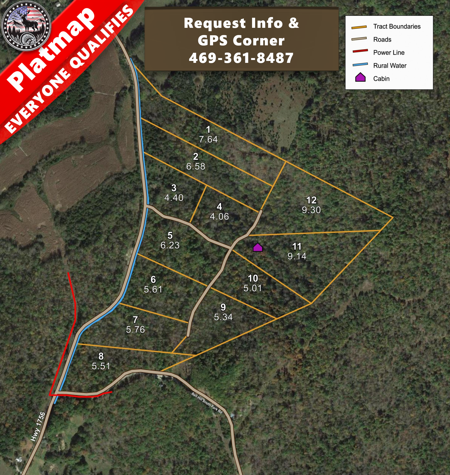 tract layout map for Blue Grass Ridge Tract 11, 9.14 acres for sale in Wayne County, Kentucky
