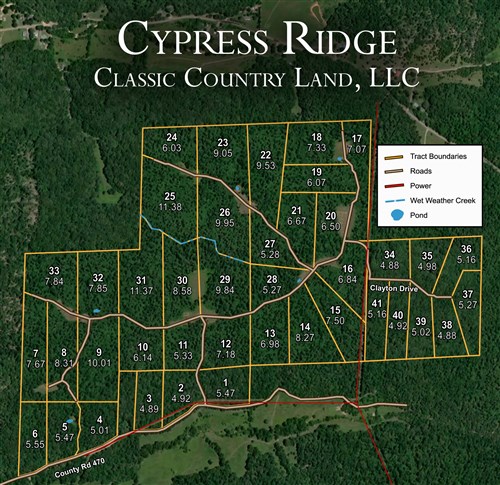 Tract layout map for Cypress Ridge Tract 22 in Reynolds County, Missouri