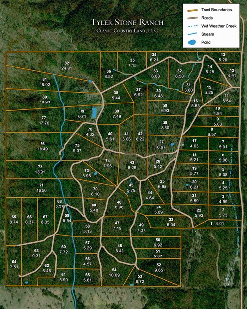 Tract layout map for Tyler Stone Ranch Tract 71 in Leflore County, Oklahoma