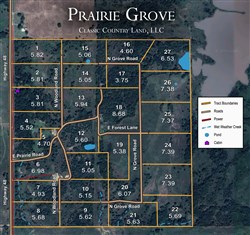 tract layout map for Prairie Grove Tract 12, 5.6 acres for sale in Okfuskee County, Oklahoma