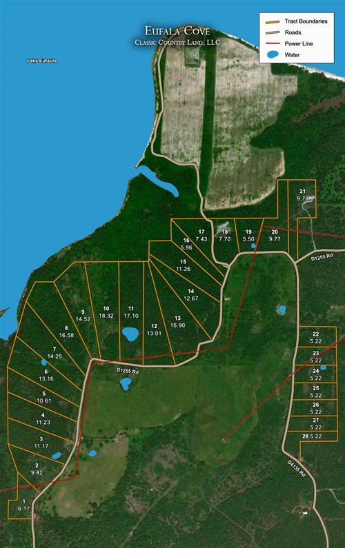 Tract layout map for Eufaula Cove Tract 19 in Pittsburg County, Oklahoma