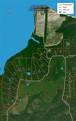 tract layout map for Eufaula Cove Tract 20, 9.77 acres for sale in Pittsburg County, Oklahoma