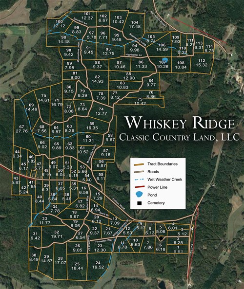 Tract layout map for Whiskey Ridge Tract 85 in Henderson County, Tennessee