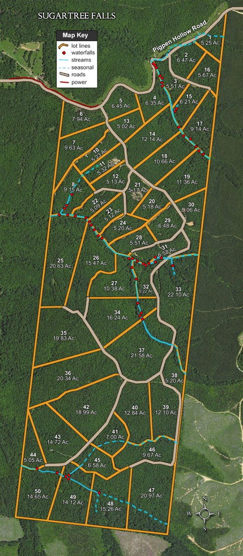 Tract layout map for Sugartree Falls Tract 10 in Wayne County, Tennessee