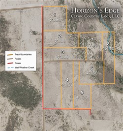 tract layout map for Horizons Edge Tract 8, 42.1 acres for sale in Cochise County, Arizona