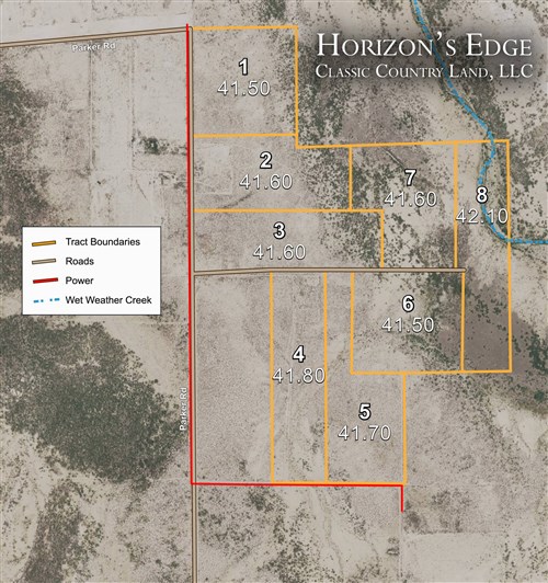 Tract layout map for Horizons Edge Tract 8 in Cochise County, Arizona