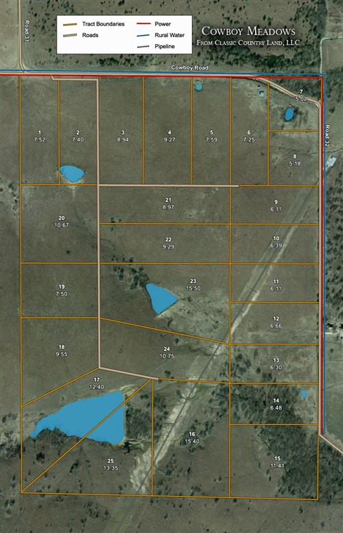 Tract layout map for Cowboy Meadows Tract 21 in Chautauqua County, Kansas
