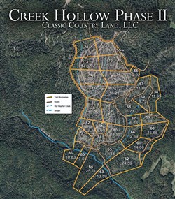 tract layout map for Creek Hollow Phase II Tract 71, 13.01 acres for sale in Rockcastle County, Kentucky