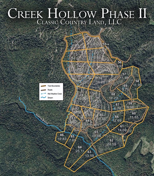 Tract layout map for Creek Hollow Phase II Tract 84 in Rockcastle County, Kentucky
