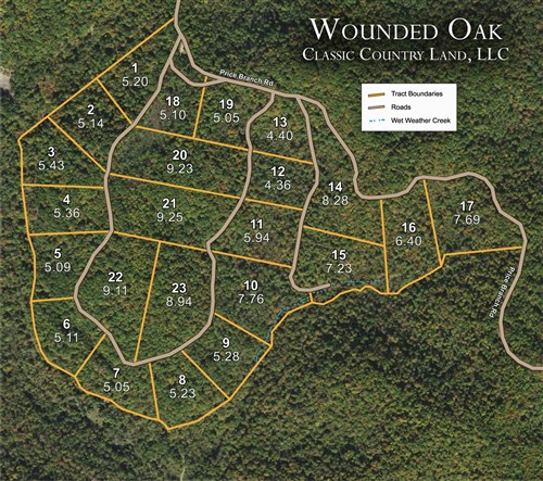 Tract layout map for Wounded Oak Tract 2 in Rockcastle County, Kentucky