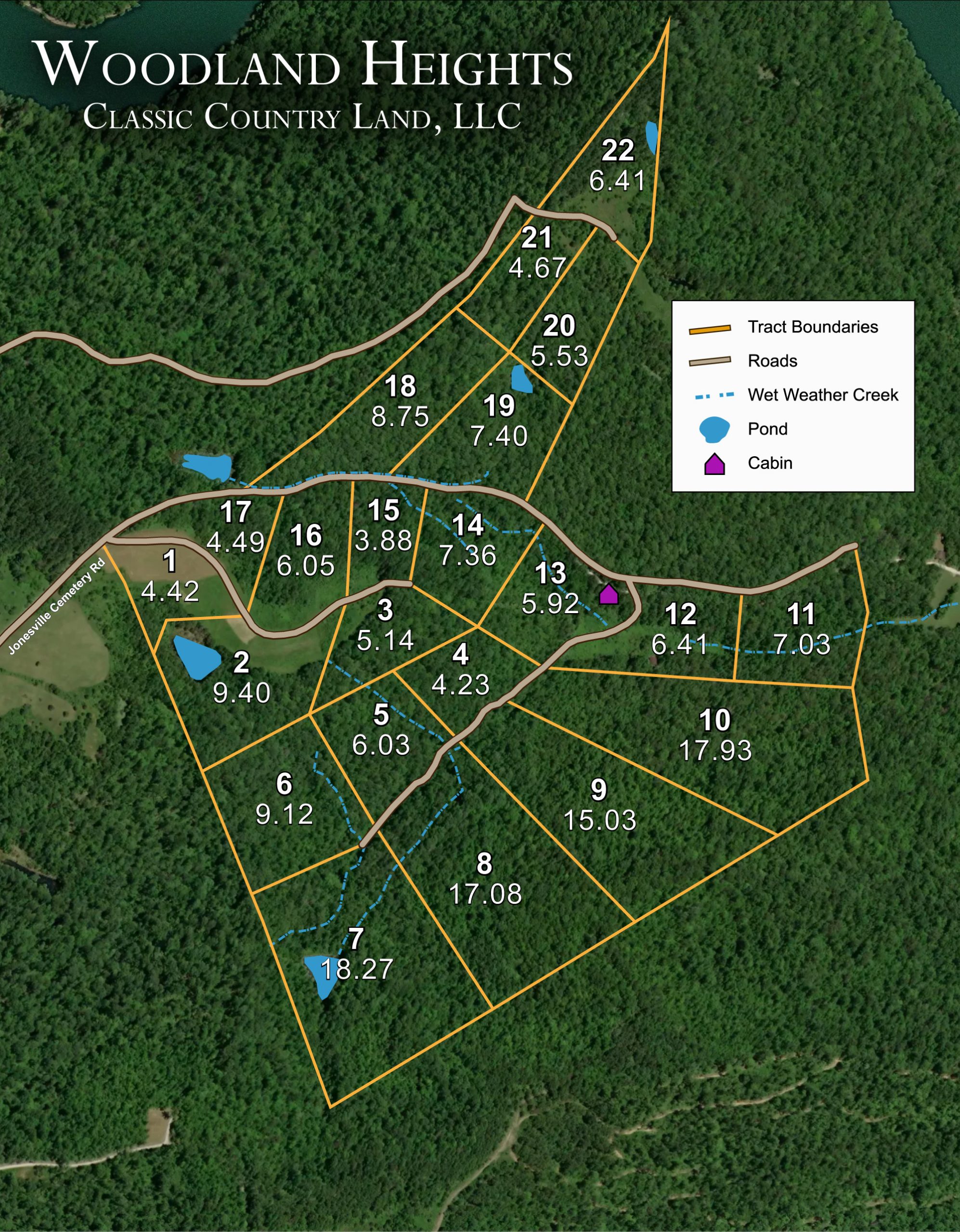 Plat map for Woodland Heights in Wayne County, Kentucky