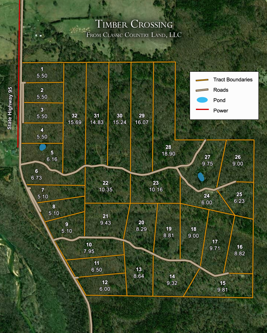 Plat map for Timber Crossing in Douglas County, Missouri