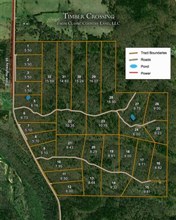 tract layout map for Timber Crossing Tract 29, 16.07 acres for sale in Douglas County, Missouri