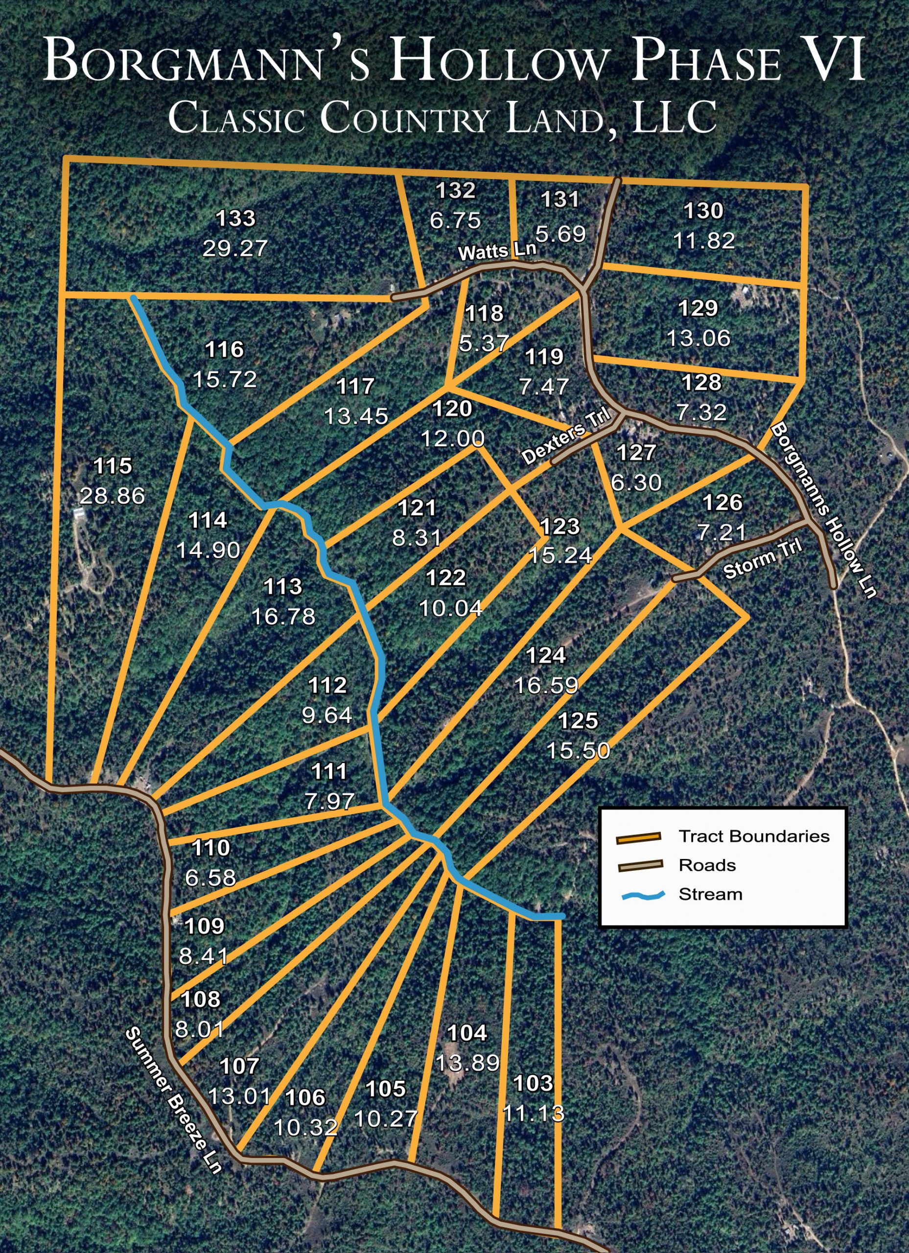 Plat map for Borgmanns Hollow Phase IV in Shannon County, Missouri