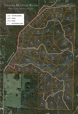 tract layout map for Thunder Mountain Ranch Tract 41, 10.94 acres for sale in Shannon County, Missouri