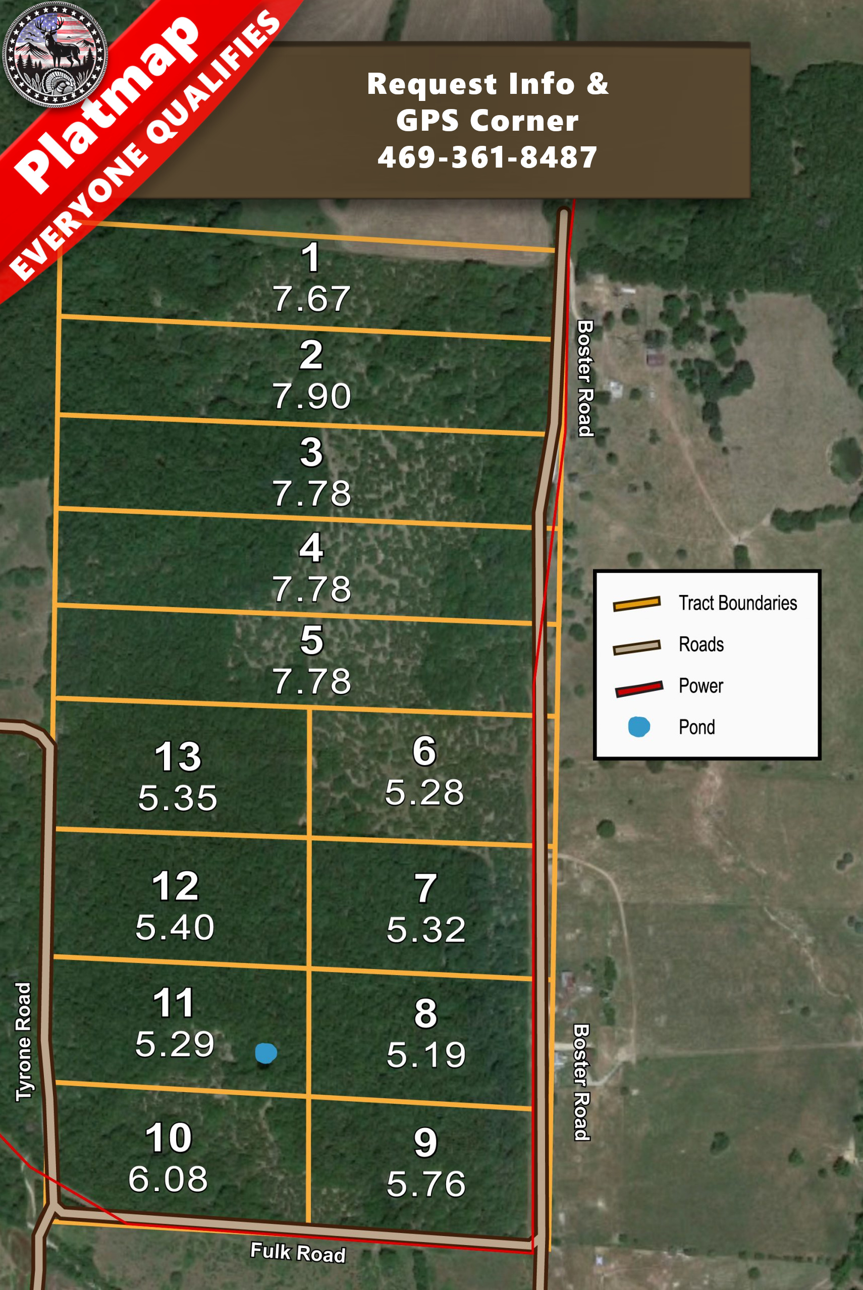 tract layout map for Forest Hill Tract 3, 7.78 acres for sale in Texas County, Missouri