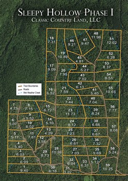 tract layout map for Sleepy Hollow Phase I Tract 53, 8.37 acres for sale in Texas County, Missouri