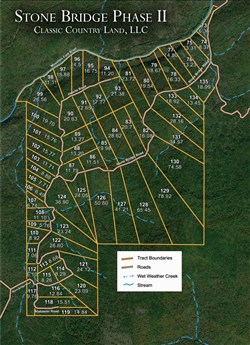 tract layout map for Stone Bridge Phase II Tract 124, 36.9 acres for sale in LatimerHaskell County, Oklahoma