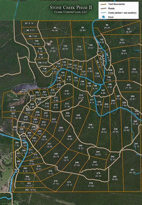 Tract layout map for Stone Creek Phase II Tract 251 in Latimer County, Oklahoma