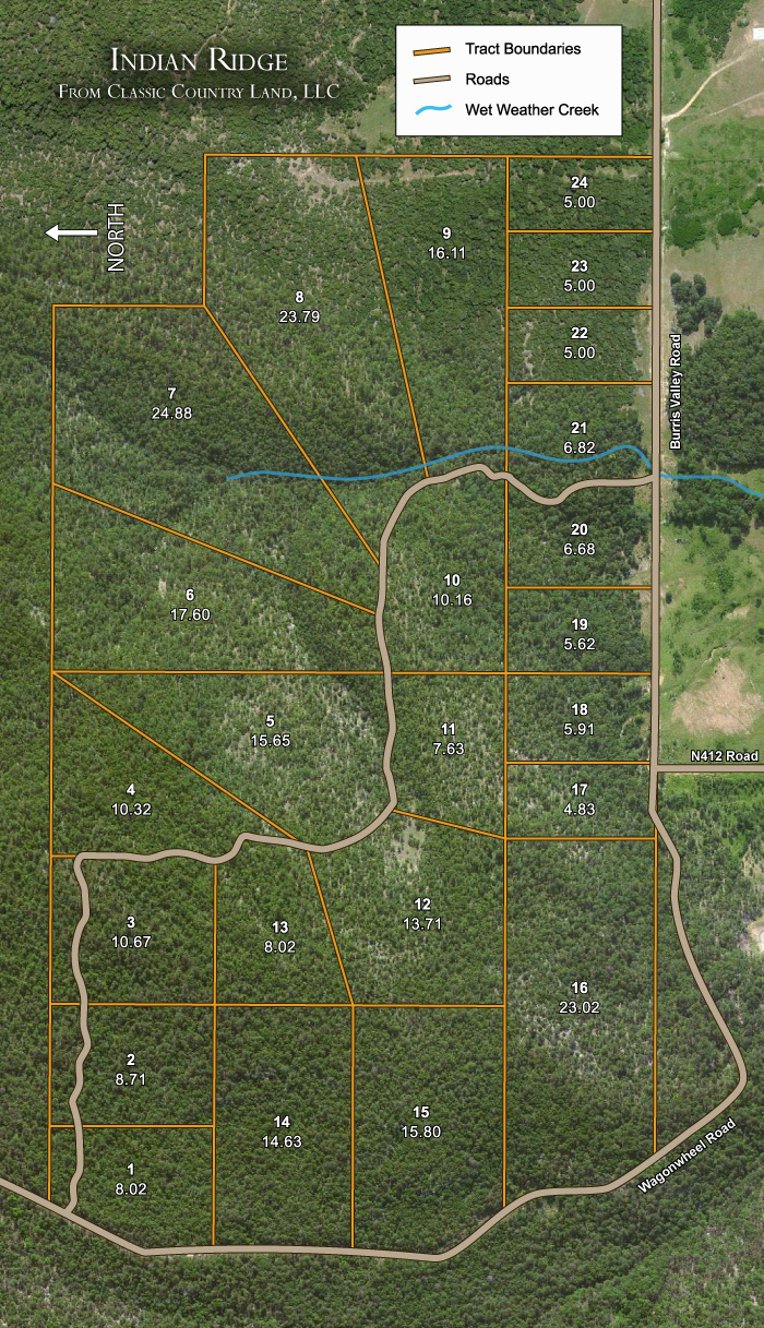 Plat map for Indian Ridge Phase I in Pittsburg County, Oklahoma