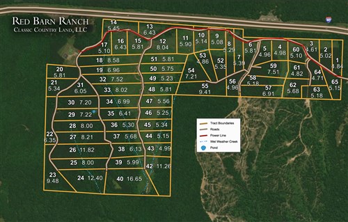 Tract layout map for Red Barn Ranch Tract 64 in Benton County, Tennessee
