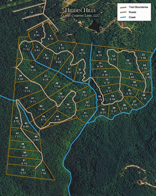 Tract layout map for Hidden Hills Tract 14 in Sequatchie County, Tennessee