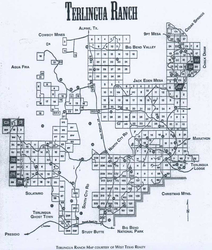 Plat map for Terlingua Ranch in Brewster County, Texas