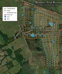 tract layout map for Wishing Star Ranch Tract 90, 6.77 acres for sale in Red River County, Texas