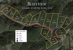 tract layout map for Bluffview Tract 8, 14.94 acres for sale in Russell County, Virginia