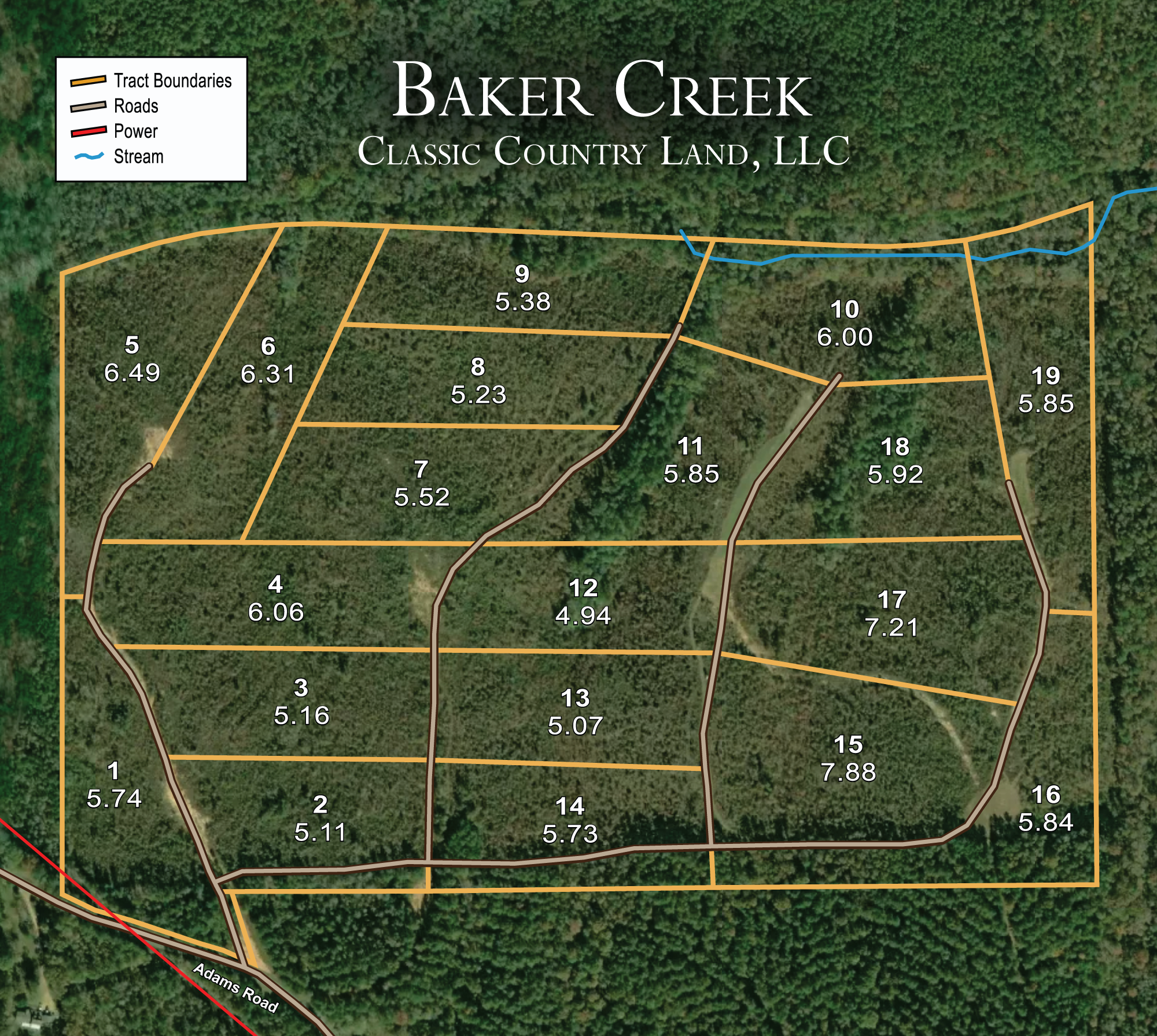 Plat map for Baker Creek in Fayette County, Alabama