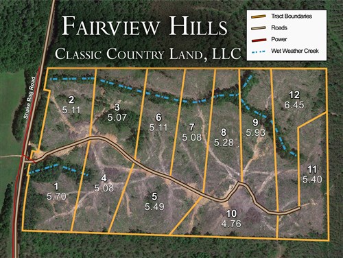 Tract layout map for Fairview Hills Tract 7 in Lamar County, Alabama