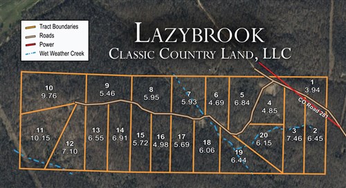 Tract layout map for Lazybrook Tract 19 in Fulton County, Arkansas