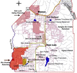 tract layout map for San Luis Valley Ranches Plat 22 Tract 8, 5 acres for sale in Costilla County, Colorado