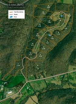 tract layout map for Laurel Ridge Tract 2, 5.09 acres for sale in Casey County, Kentucky