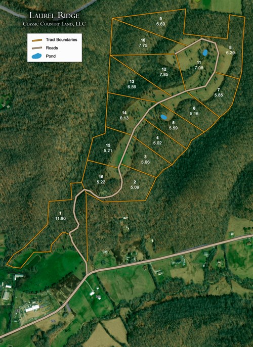 Tract layout map for Laurel Ridge Tract 2 in Casey County, Kentucky