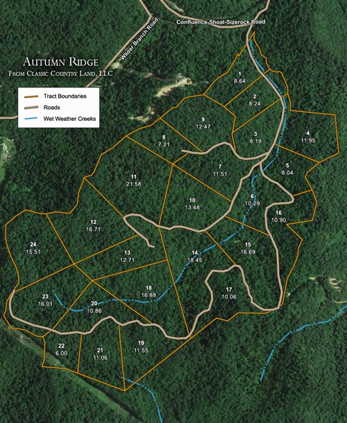 Tract layout map for Autumn Ridge Tract 17 in Leslie County, Kentucky