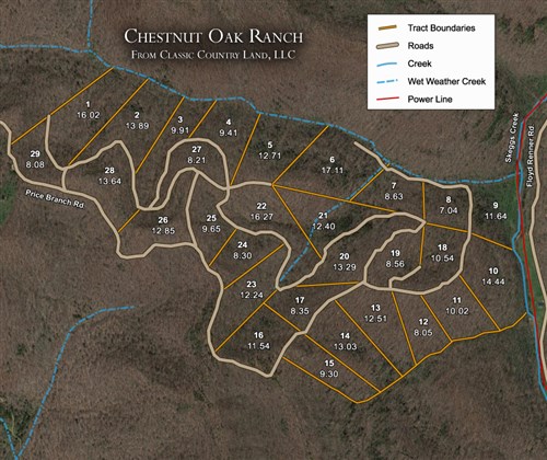 Tract layout map for Chestnut Oak Ridge Tract 29 in Rockcastle County, Kentucky