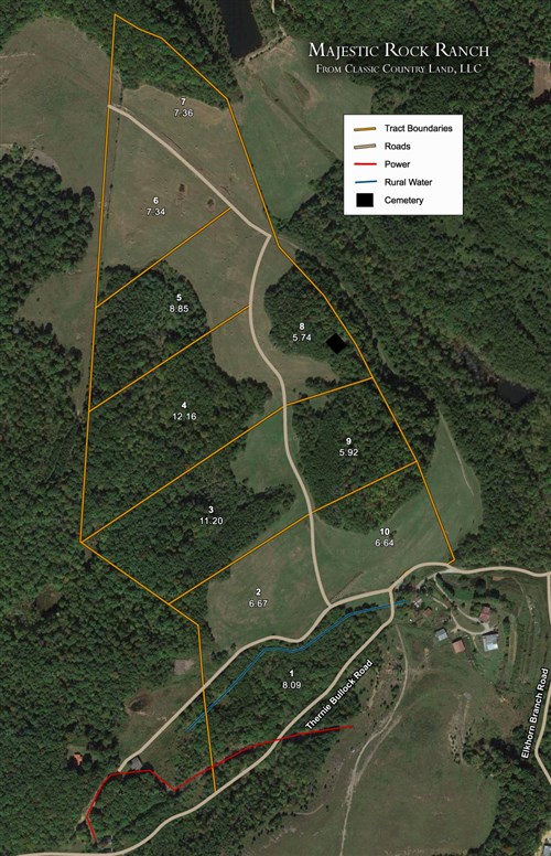Tract layout map for Majestic Rock Ranch Tract 1 in Rockcastle County, Kentucky