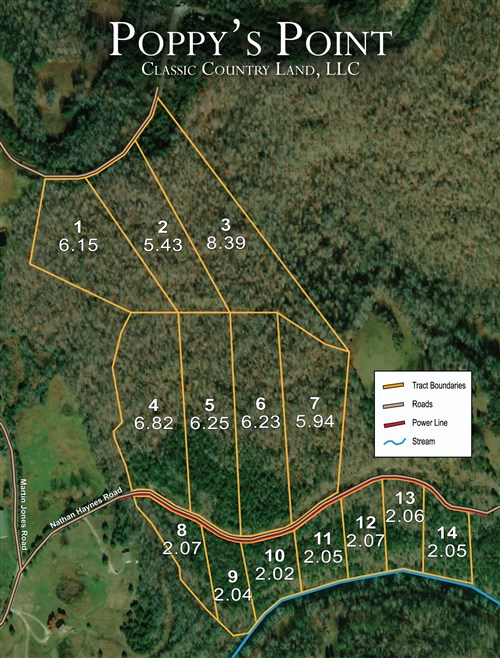 Tract layout map for Poppys Point Tract 9 in Wayne County, Kentucky