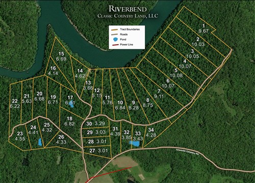 Tract layout map for Riverbend Tract 25 in Wayne County, Kentucky