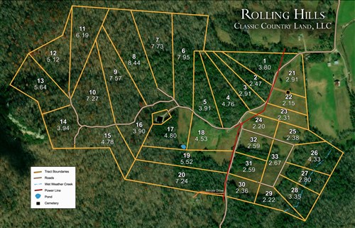 Tract layout map for Rolling Hills Tract 12 in Wayne County, Kentucky