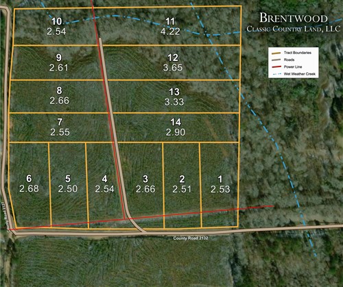 Tract layout map for Brentwood Tract 11 in Attala County, Mississippi