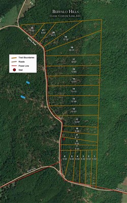tract layout map for Buffalo Hills Tract 22, 5.02 acres for sale in Dallas County, Missouri