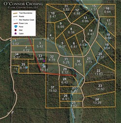 tract layout map for Oconnor Crossing Tract 23, 14.5 acres for sale in Shannon County, Missouri