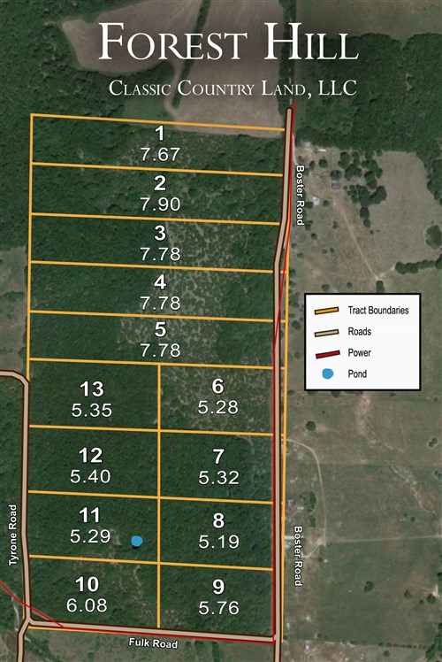 Tract layout map for Forest Hill Tract 13 in Texas County, Missouri