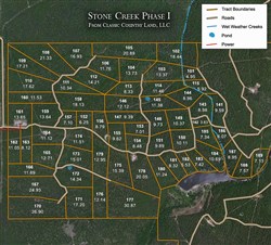 tract layout map for Stone Creek Phase I Tract 187, 8.95 acres for sale in Latimer County, Oklahoma