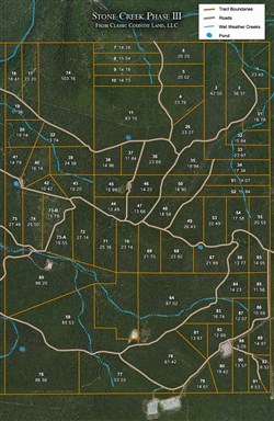 tract layout map for Stone Creek Phase III Tract 89, 14.97 acres for sale in Latimer County, Oklahoma