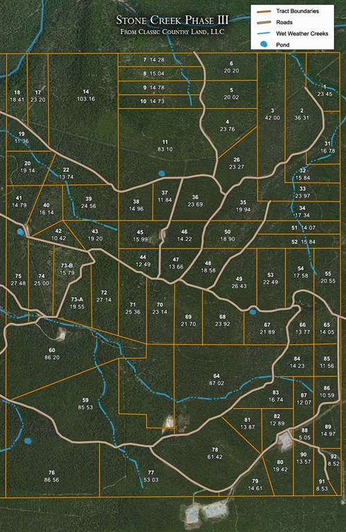 Tract layout map for Stone Creek Phase III Tract 92 in Latimer County, Oklahoma