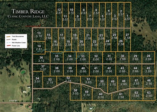 Tract layout map for Timber Ridge Tract 51 in McIntosh County, Oklahoma